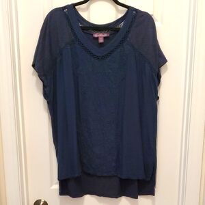 Sale Gloria Vanderbilt 🌻 Women's Embroidered Navy Blue Top XXL